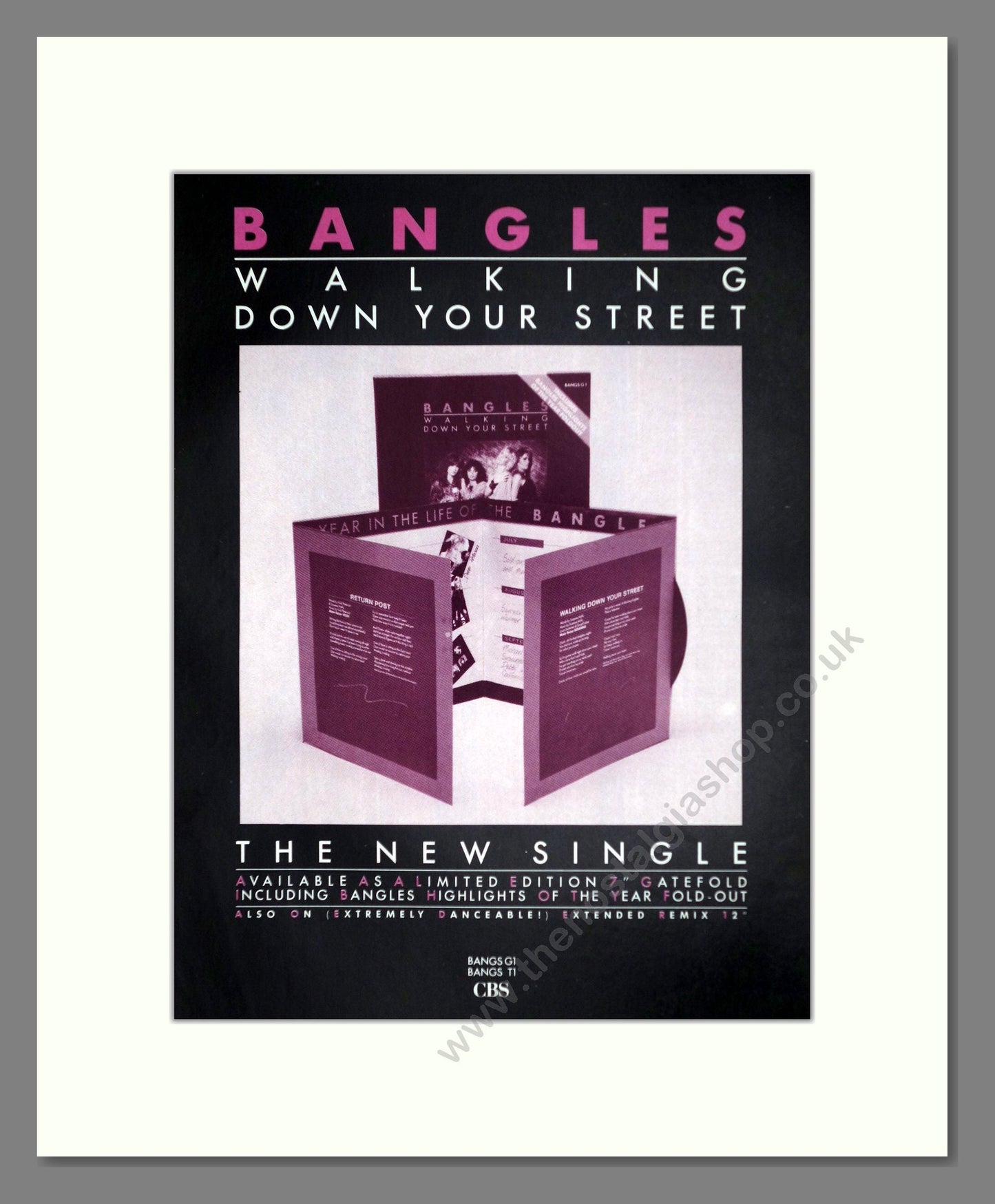 Bangles (The) - Walking Down Your Street. Vintage Advert 1986 (ref AD63313)