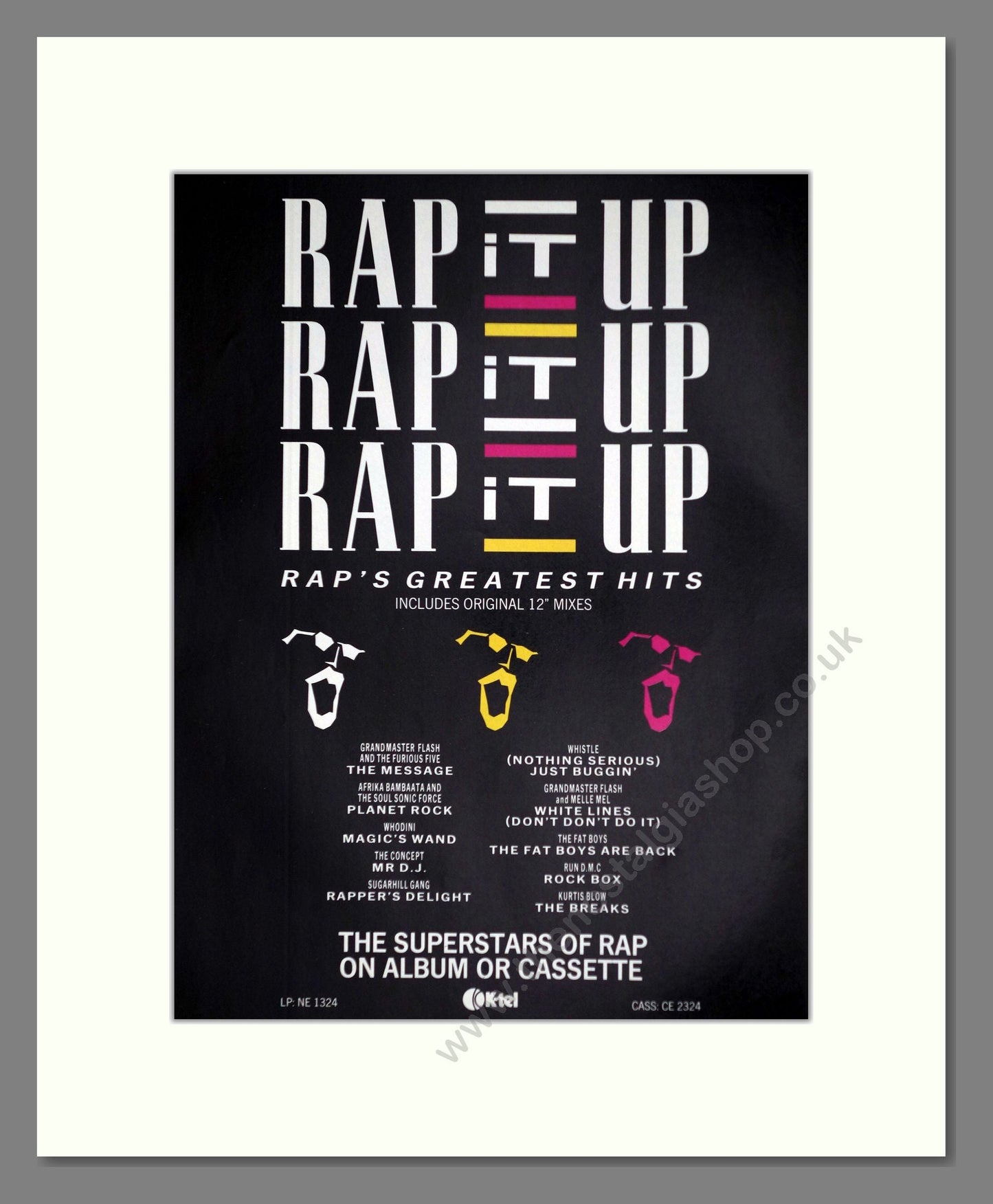 Various Artists - Rap It Up Raps Greatest Hits. Vintage Advert 1986 (ref AD63319)