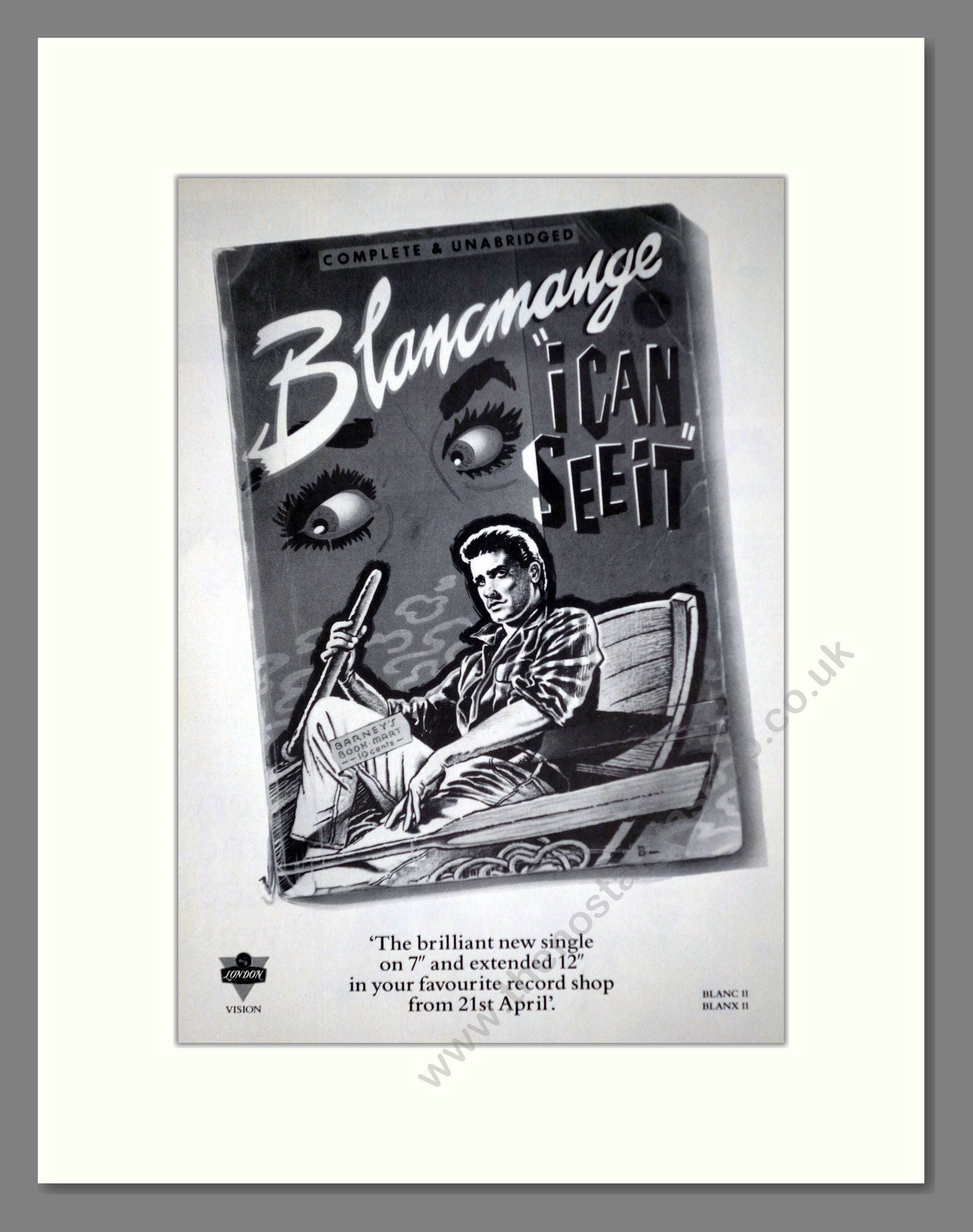 Blancmange - I Can See It. Vintage Advert 1986 (ref AD63341)