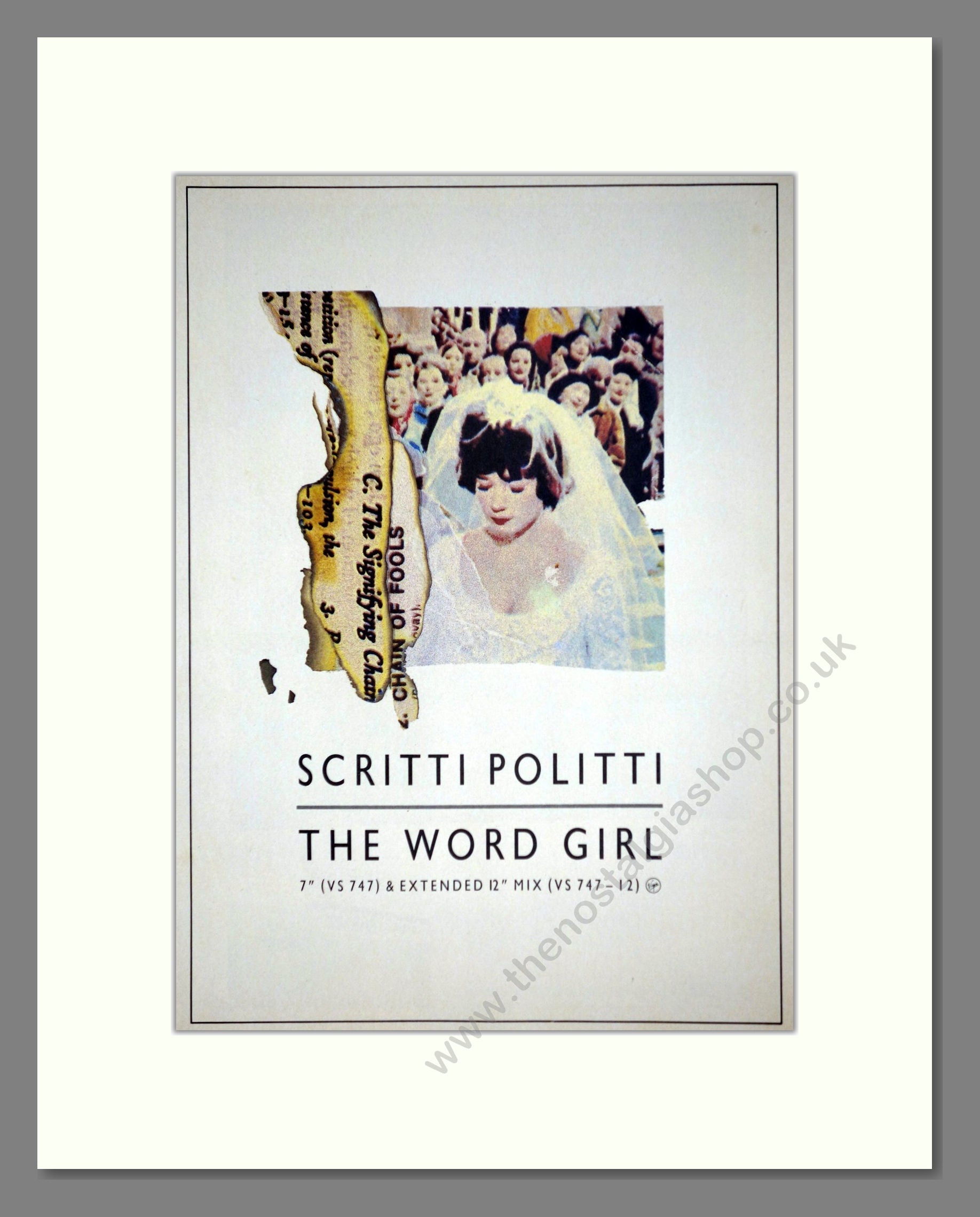 Scritti Politti - The Word Girl. Vintage Advert 1985 (ref AD63344)