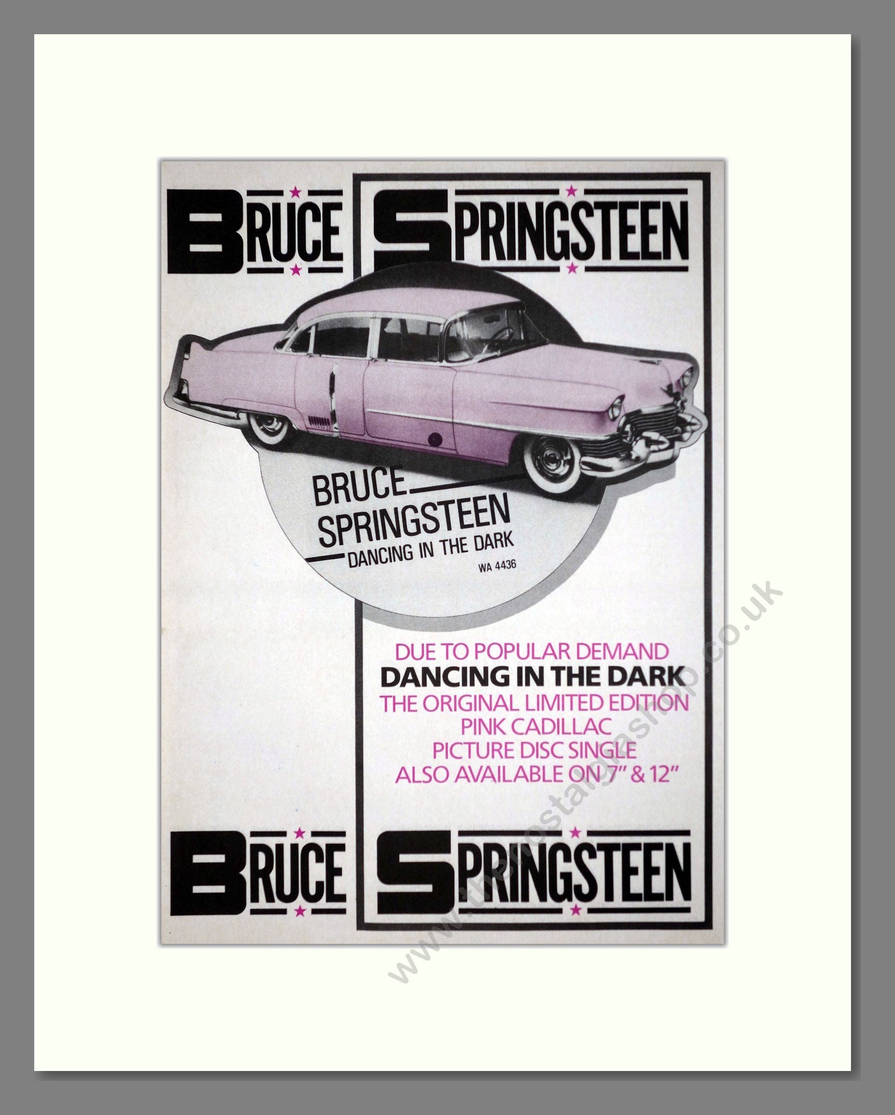 Bruce Springsteen - Dancing In The Dark. Vintage Advert 1985 (ref AD63350)