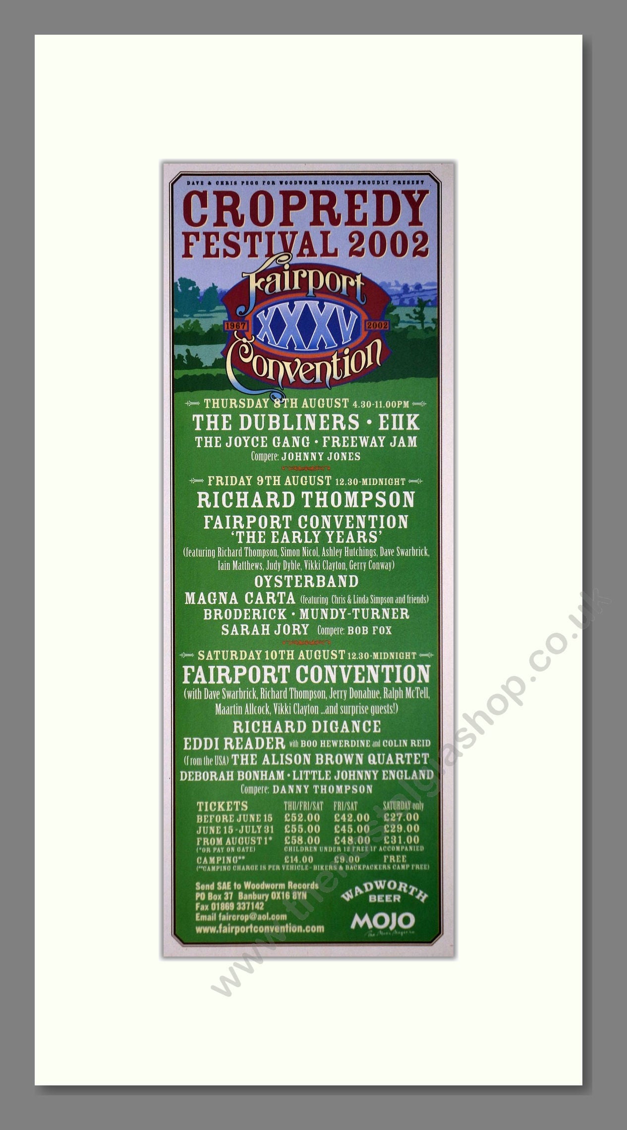 Cropredy Festival - Line Up. Vintage Advert 2002 (ref AD400120)