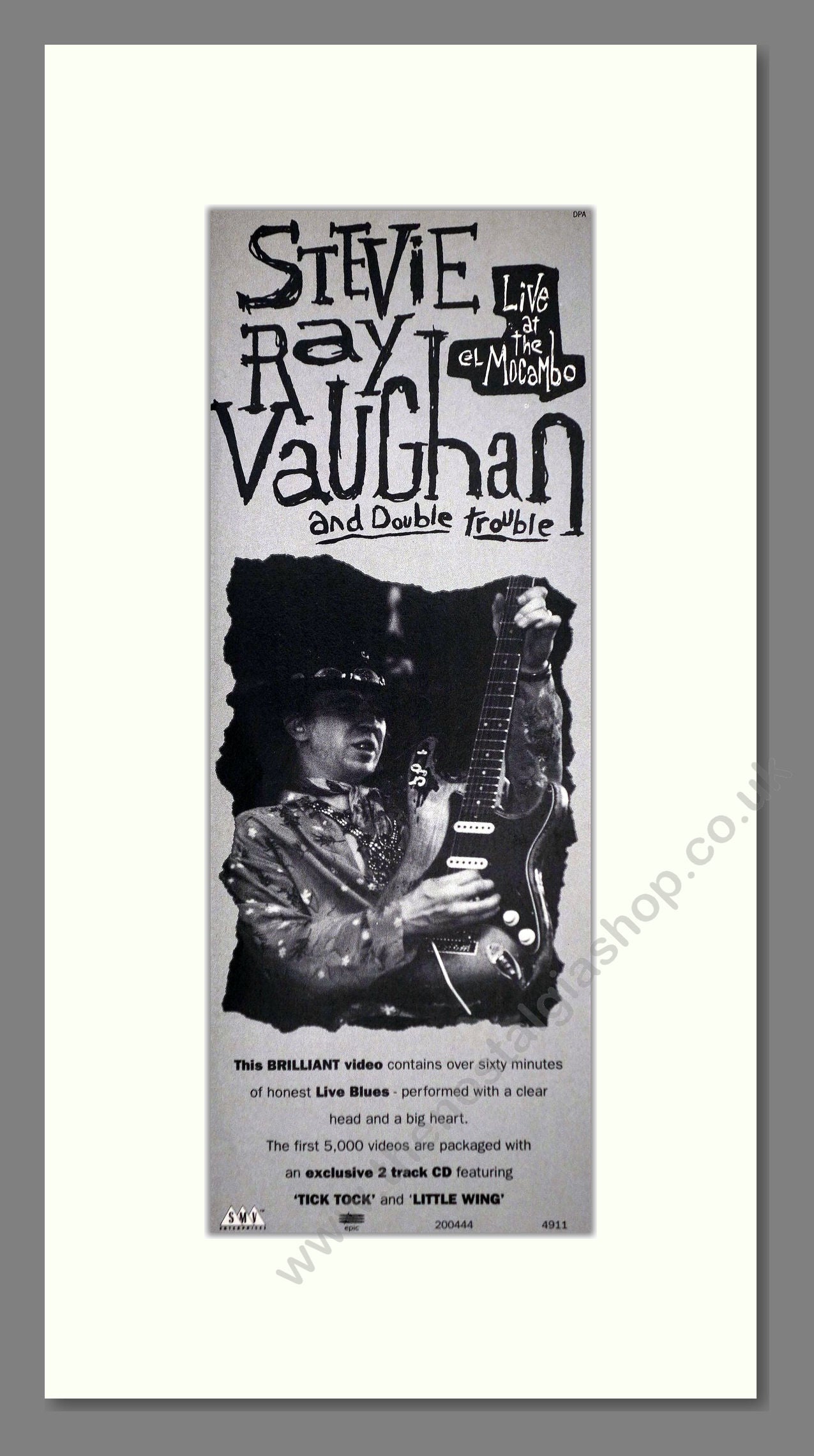 Stevie Ray Vaughan - Live At The El Mocambo. Vintage Advert 1992 (ref AD400121)