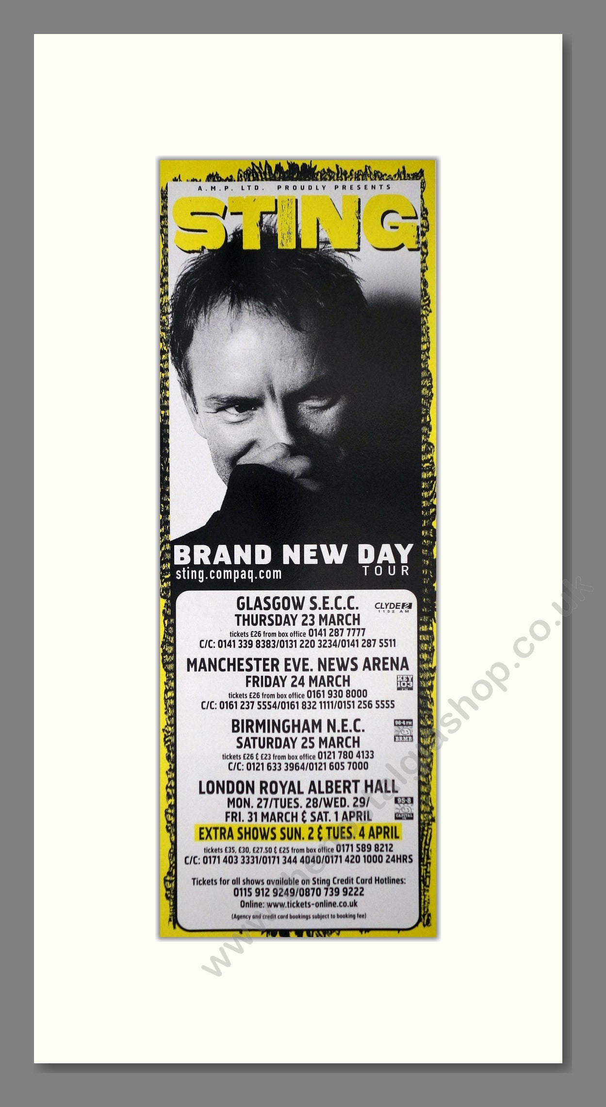 Sting - UK Tour Brand New Day. Vintage Advert 2000 (ref AD400125)