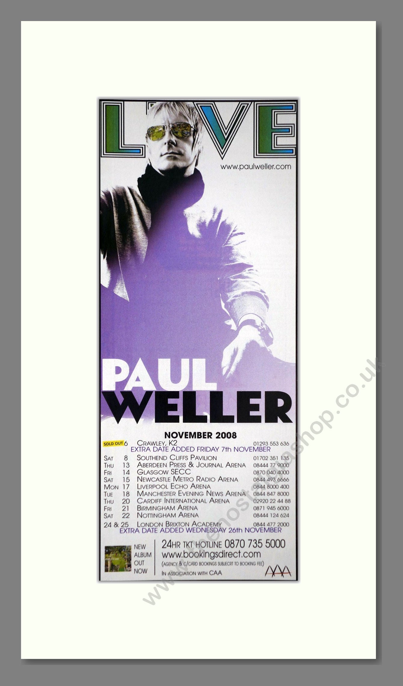 Paul Weller - UK Tour. Vintage Advert 2008 (ref AD400159)