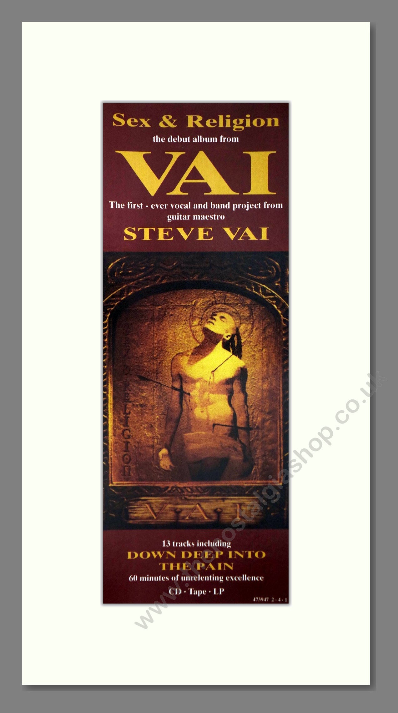 Steve Vai - Sex And Religion. Vintage Advert 1993 (ref AD400165)