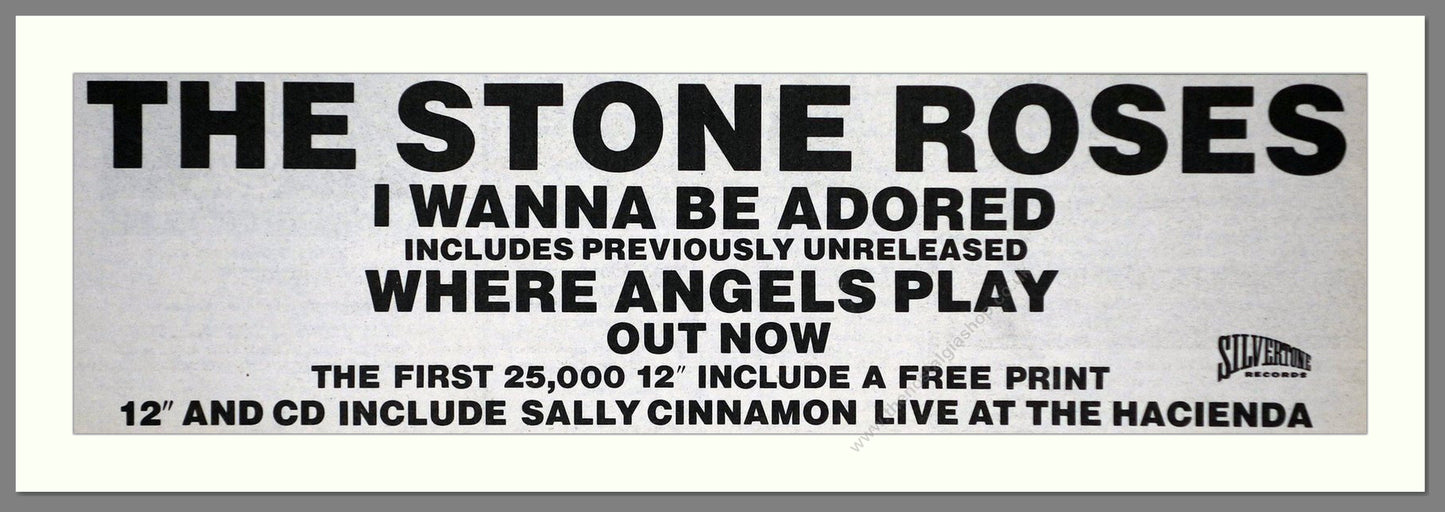 Stone Roses (The) - I Wanna Be Adored. Vintage Advert 1991 (ref AD400172)