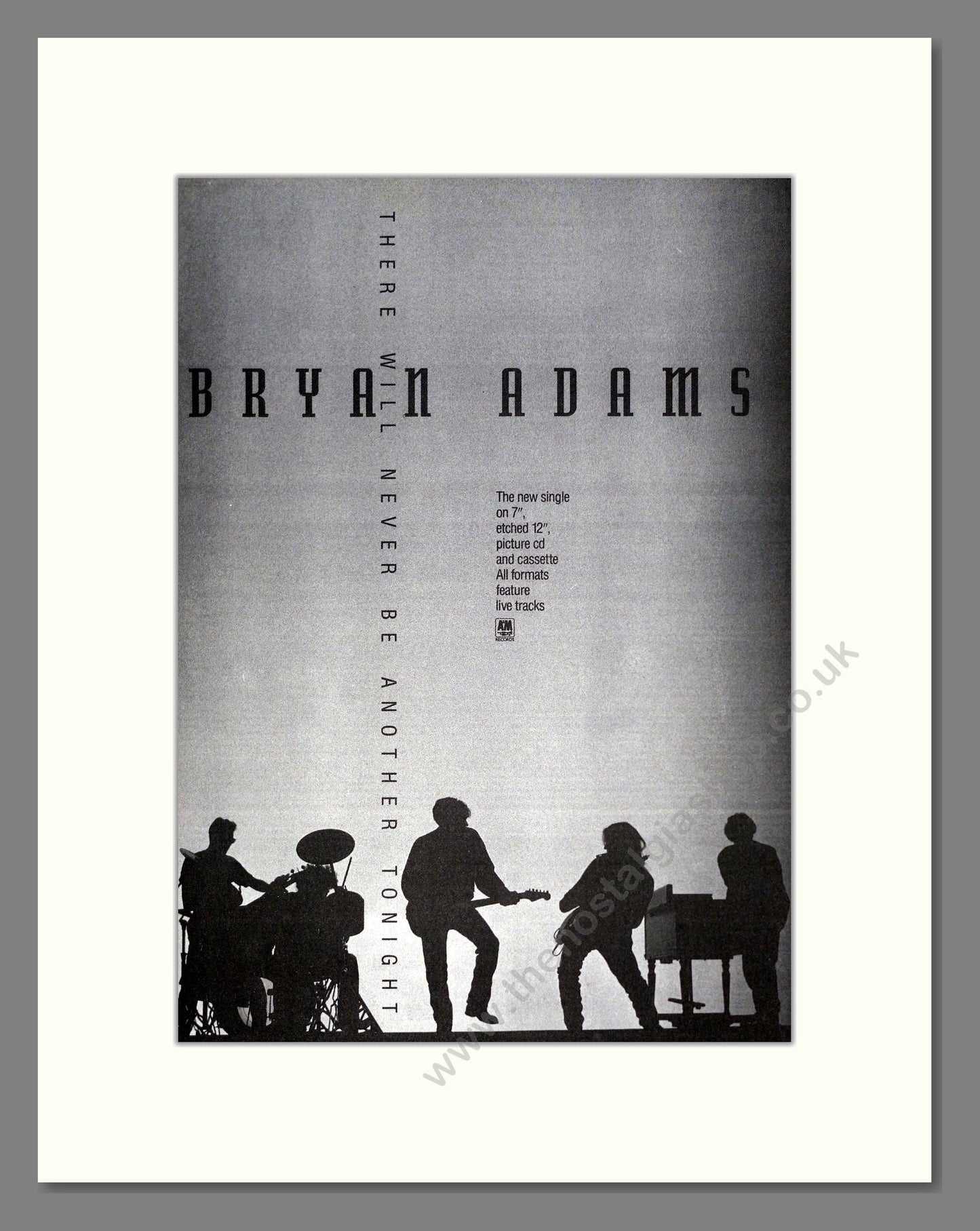 Bryan Adams - There Will Never Be Another Tonight. Vintage Advert 1991 (ref AD20035)