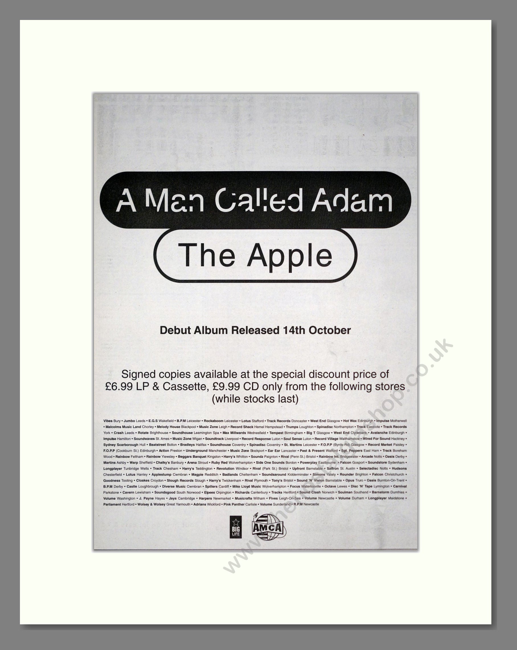 Man Called Adam (A) - The Apple. Vintage Advert 1991 (ref AD20045)