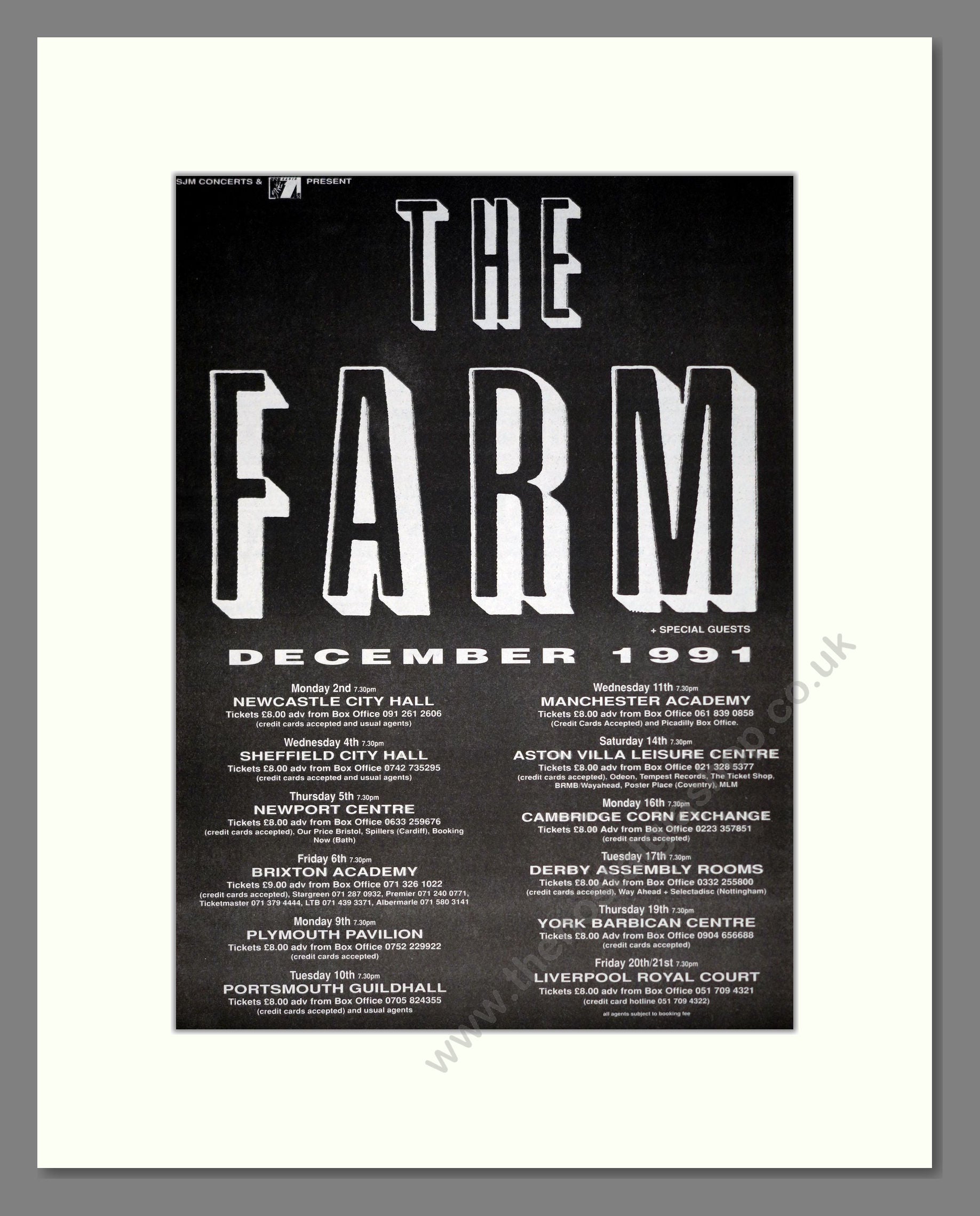 Farm (The) - UK Tour. Vintage Advert 1991 (ref AD20049)