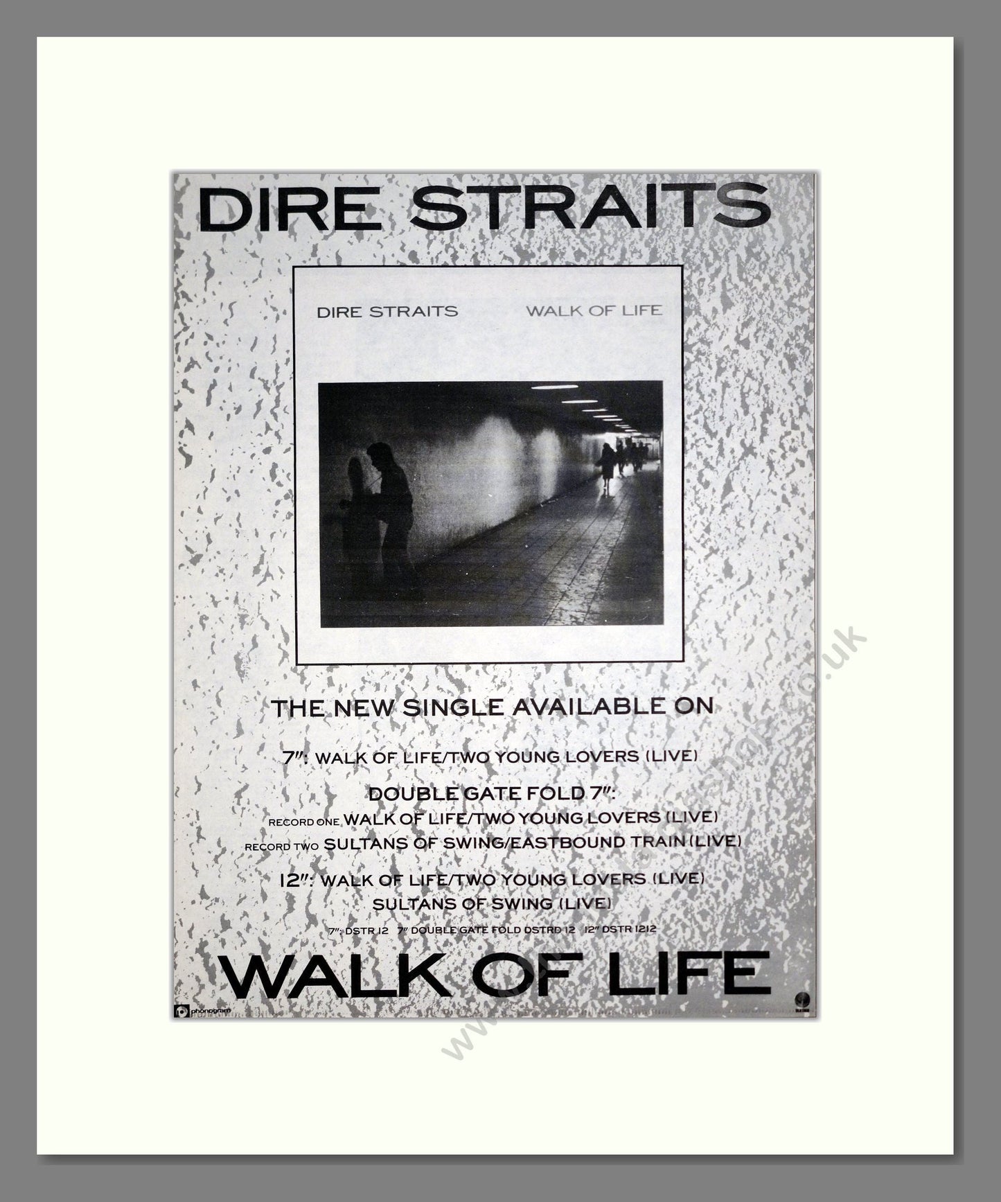 Dire Straits - Walk Of Life. Vintage Advert 1986 (ref AD20068)