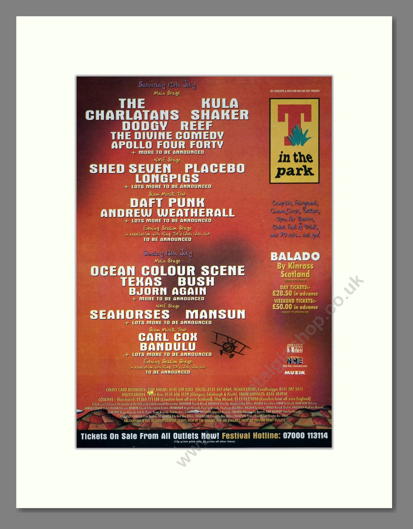 T In The Park - Line Up. Vintage Advert 1997 (ref AD20079)