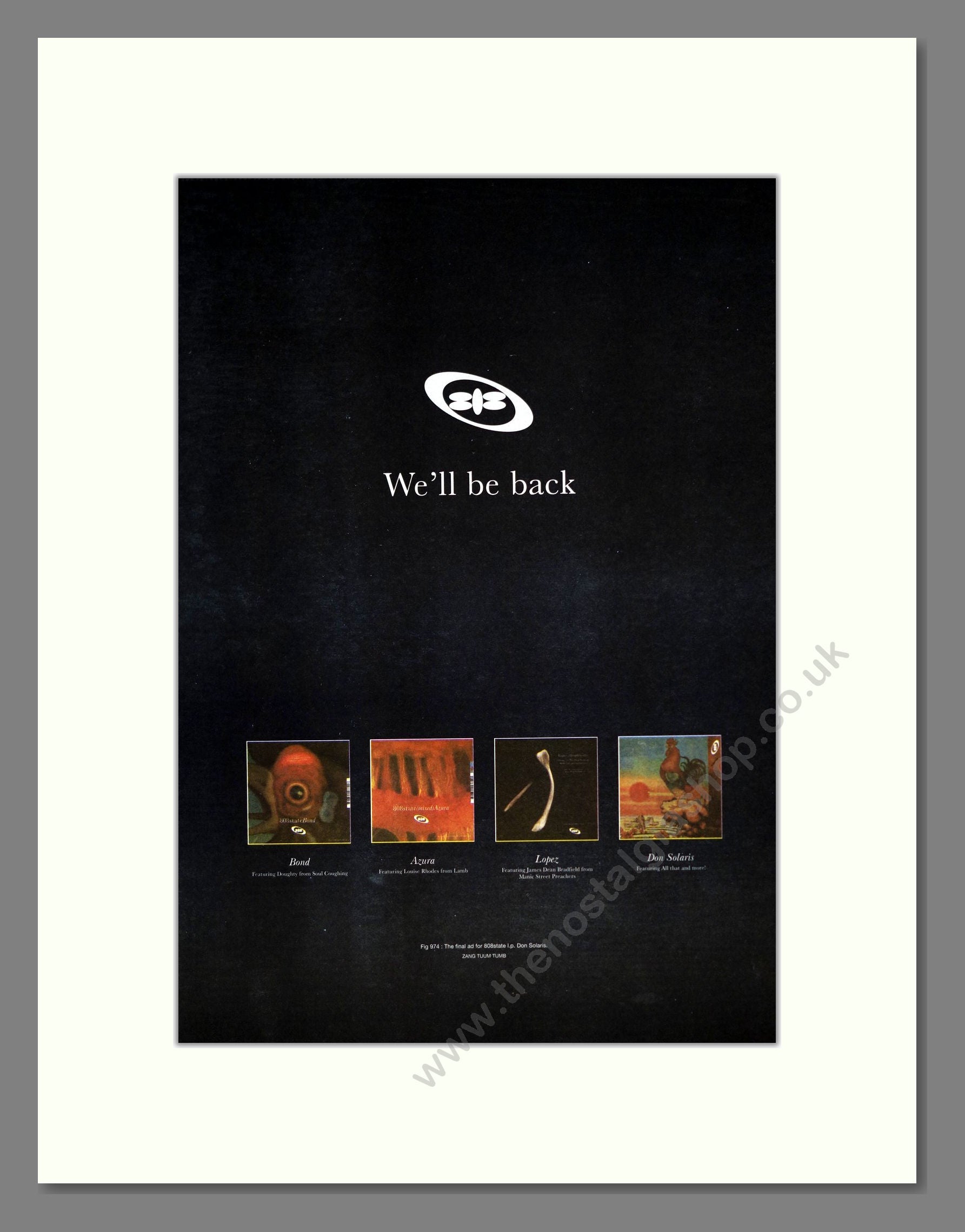 808 State - We'll Be Back. Vintage Advert 1997 (ref AD20081)