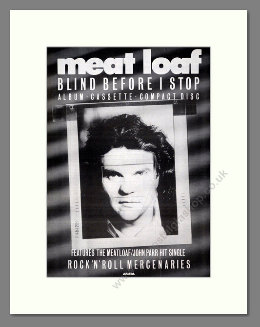 Meat Loaf - Blind Before I Stop. Vintage Advert 1986 (ref AD20087)