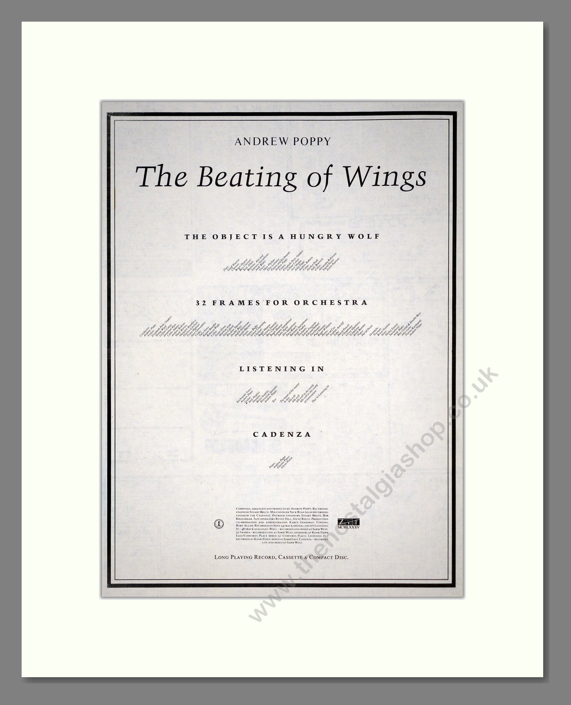 Andrew Poppy - The Beating Of Wings. Vintage Advert 1985 (ref AD20097)