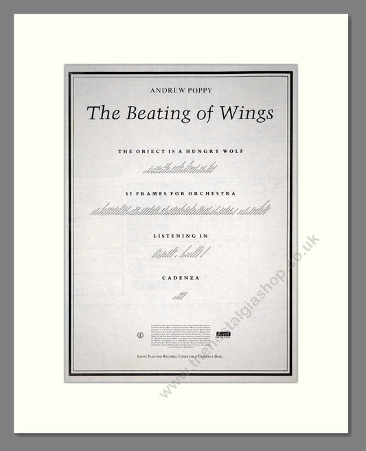 Andrew Poppy - The Beating Of Wings. Vintage Advert 1985 (ref AD20097)