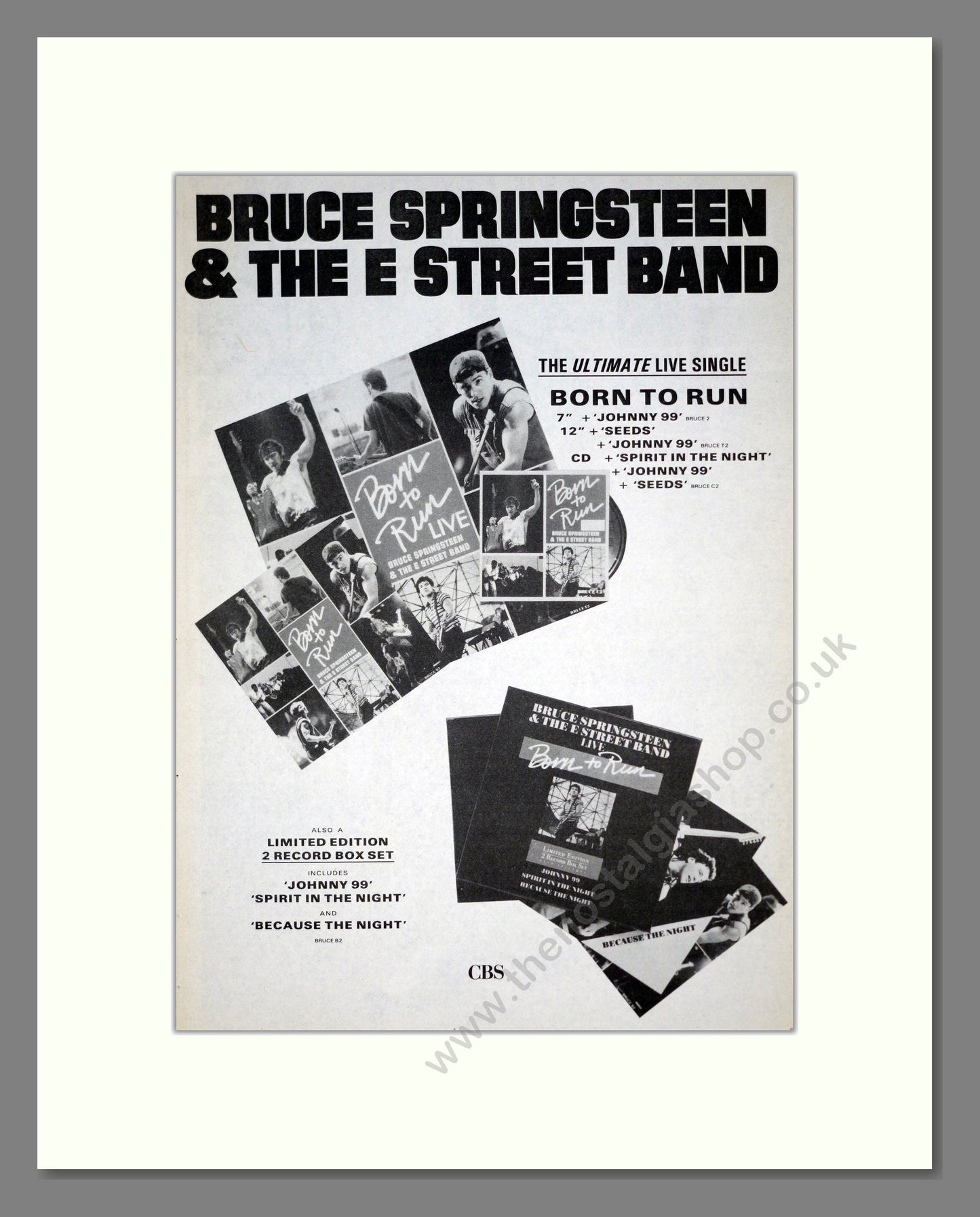 Bruce Springsteen - Born To Run (Live). Vintage Advert 1987 (ref AD20104)