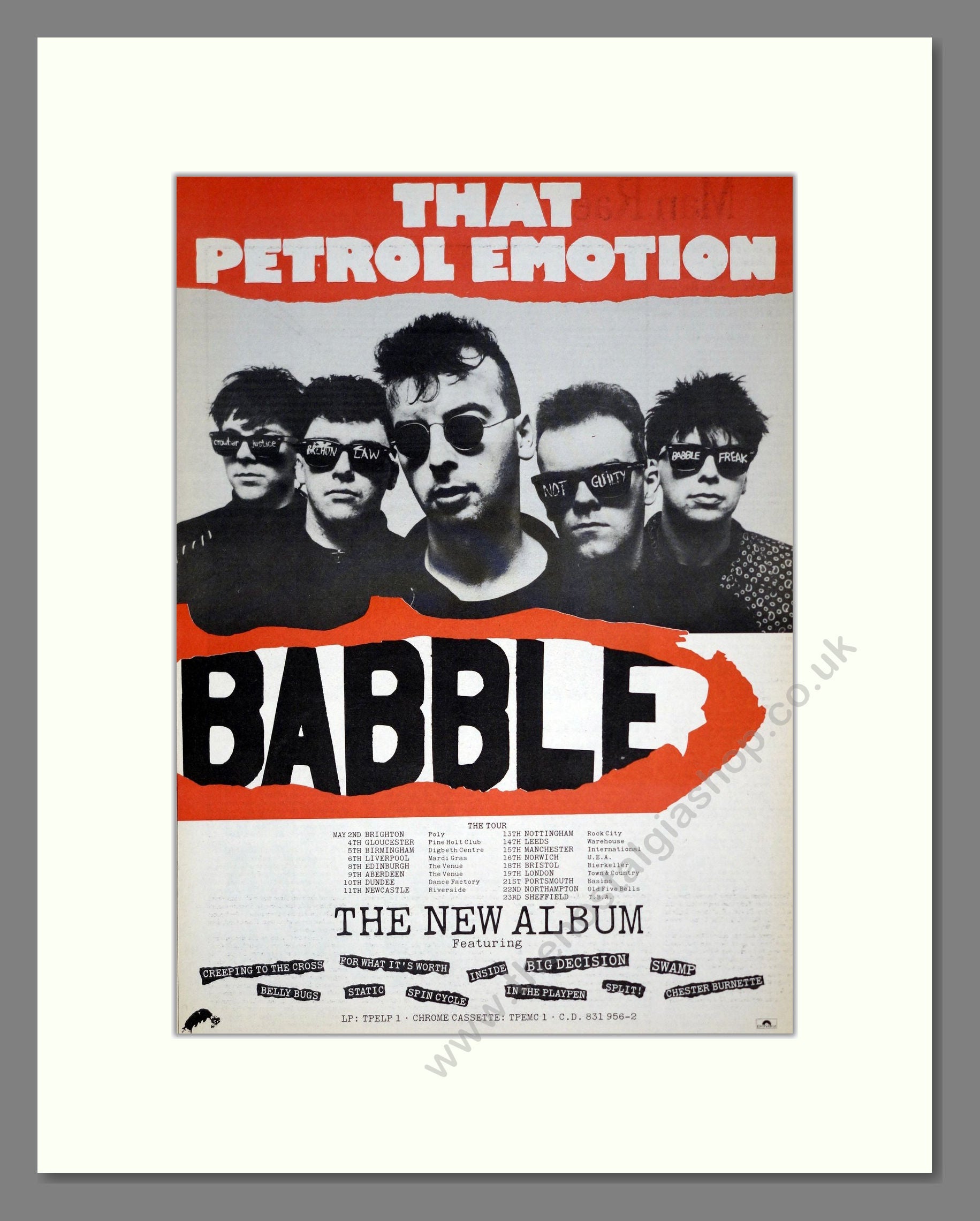 That Petrol Emotion - Babble. Vintage Advert 1987 (ref AD20106)