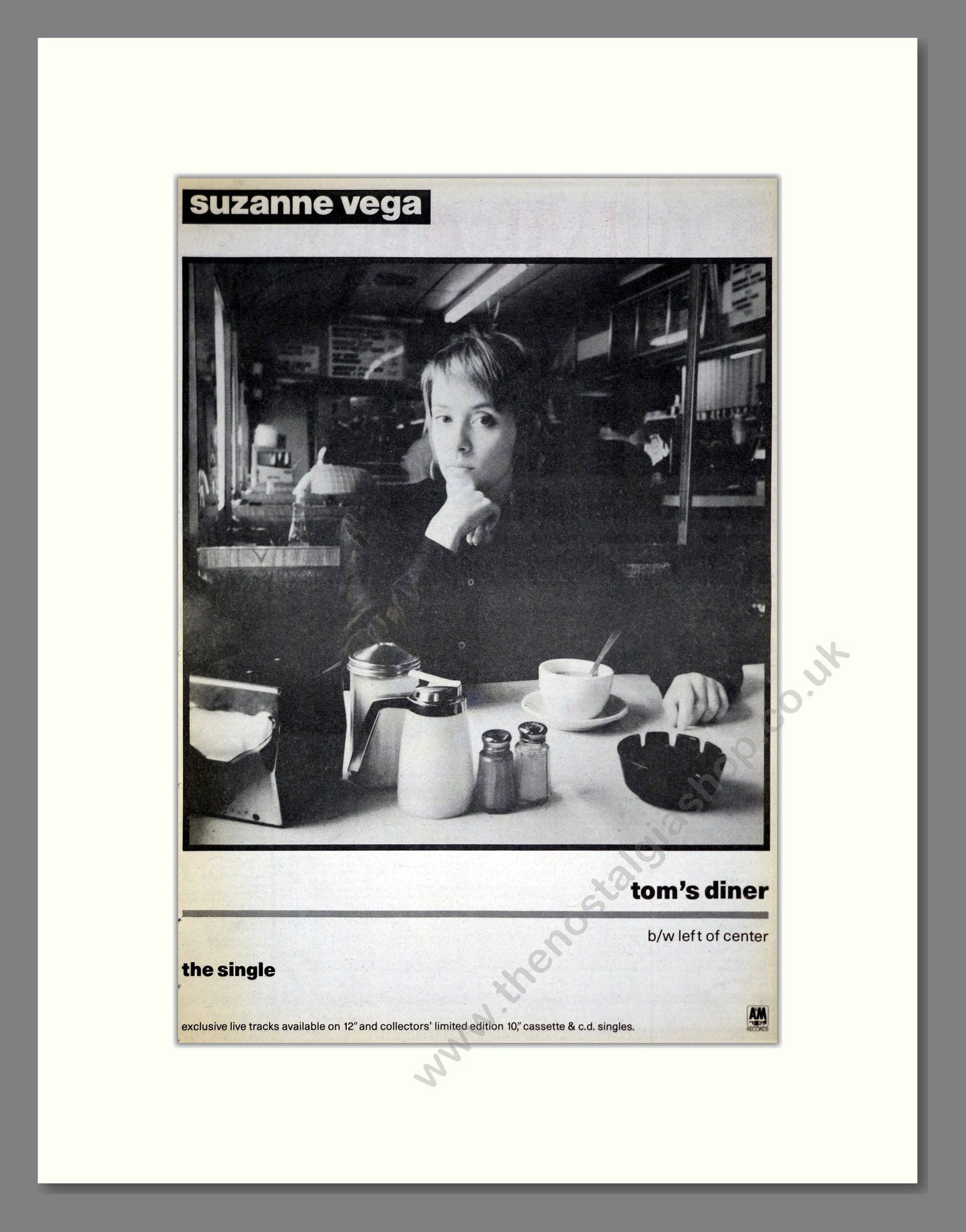 Suzanne Vega - Tom's Diner. Vintage Advert 1987 (ref AD20133)