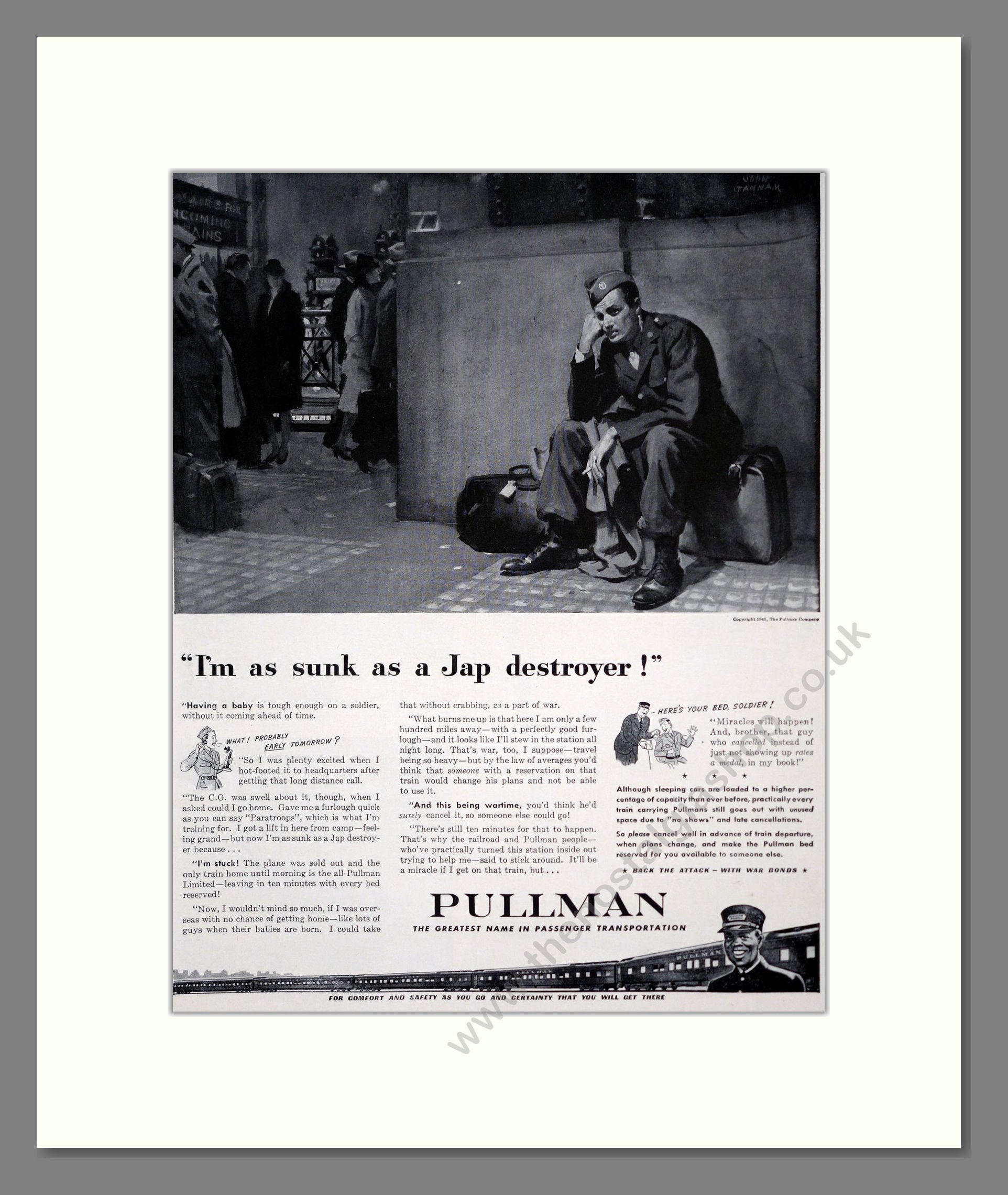 Pullman - I'm As Sunk As A Jap Destroyer. Vintage Advert 1943 (ref AD303327)