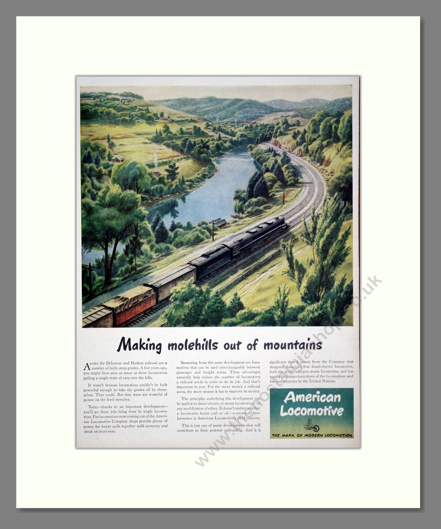 American Locomotive - Making Molehills Out Of Mountains. Vintage Advert 1945 (ref AD303345)