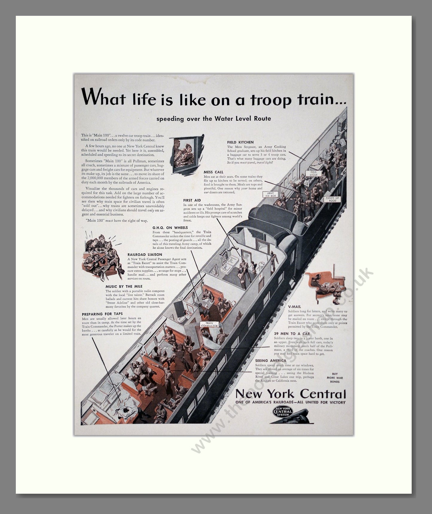 New York Central - Life On A Troop Train. Vintage Advert 1943 (ref AD303354)