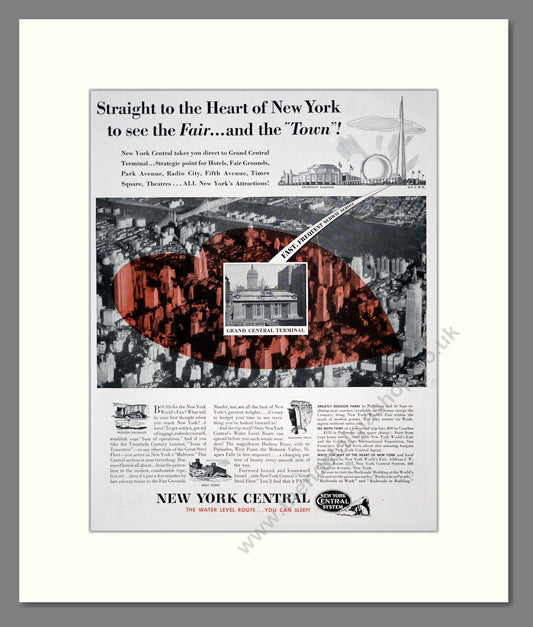 New York Central - Straight To The Heart Of New York. Vintage Advert 1939 (ref AD303355)