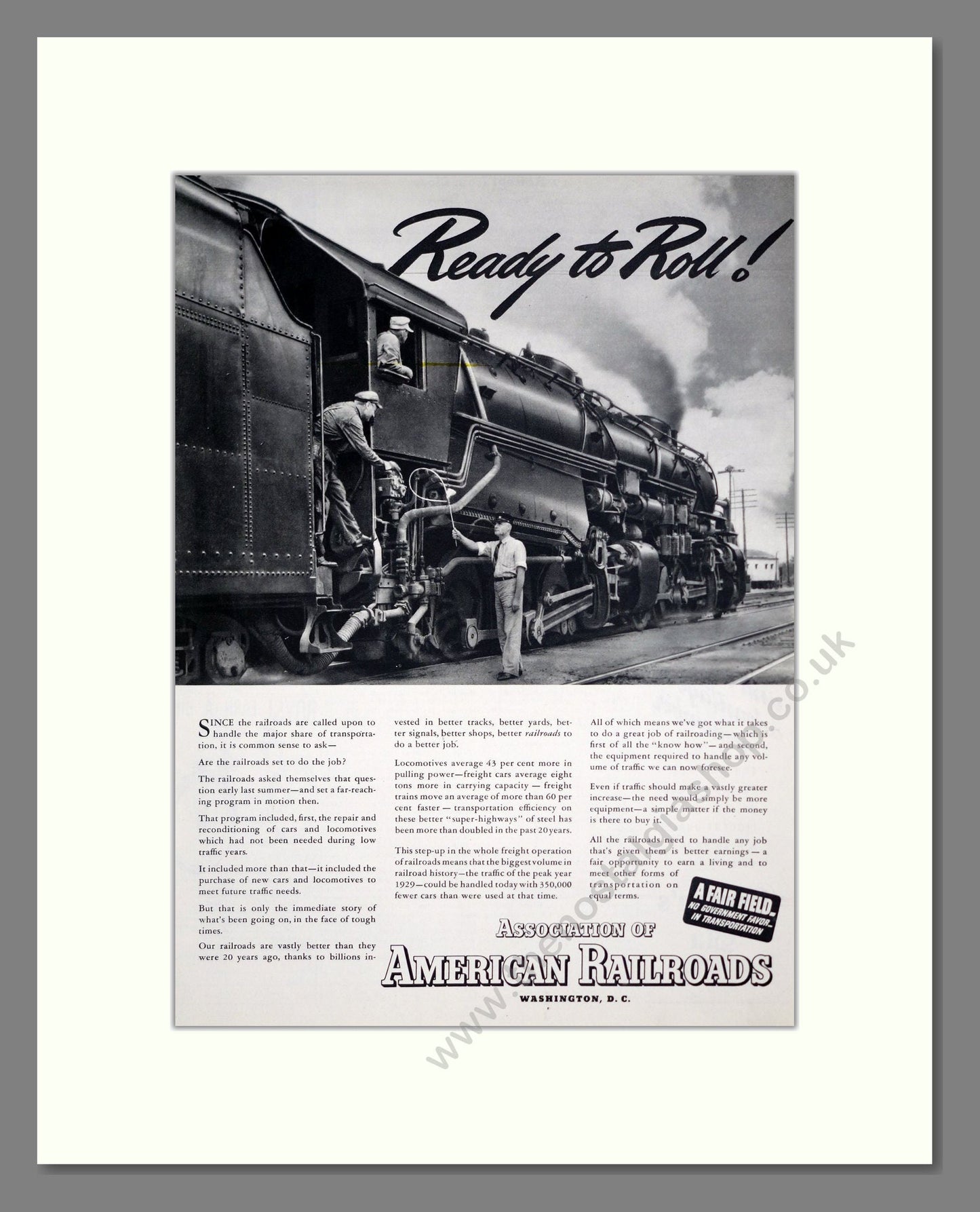 American Railroads - Ready To Roll. Vintage Advert 1939 (ref AD303357)