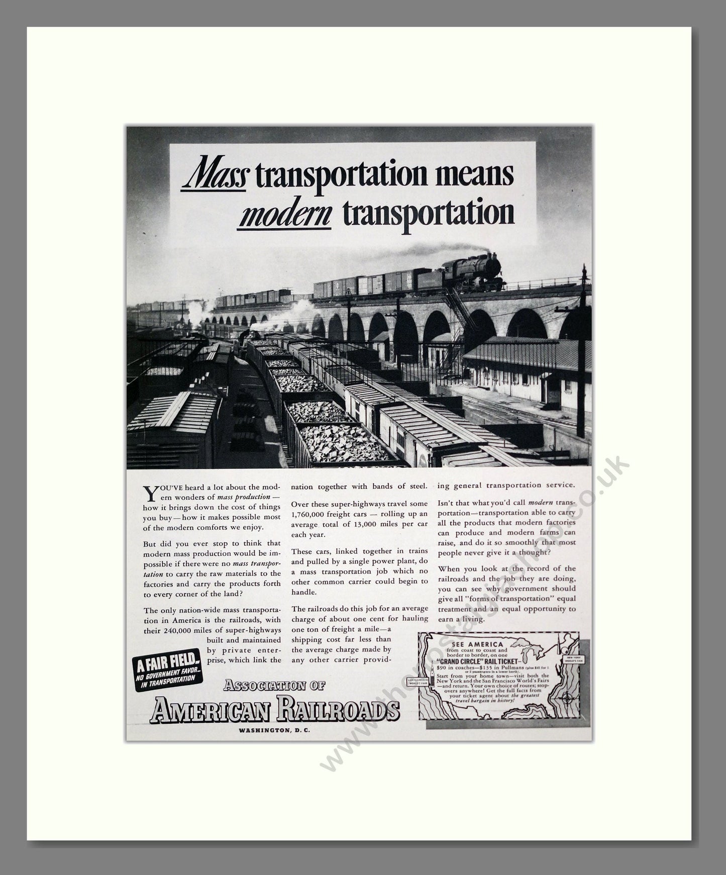 American Railroads - Mass Transportation Means Modern Transportation. Vintage Advert 1939 (ref AD303360)