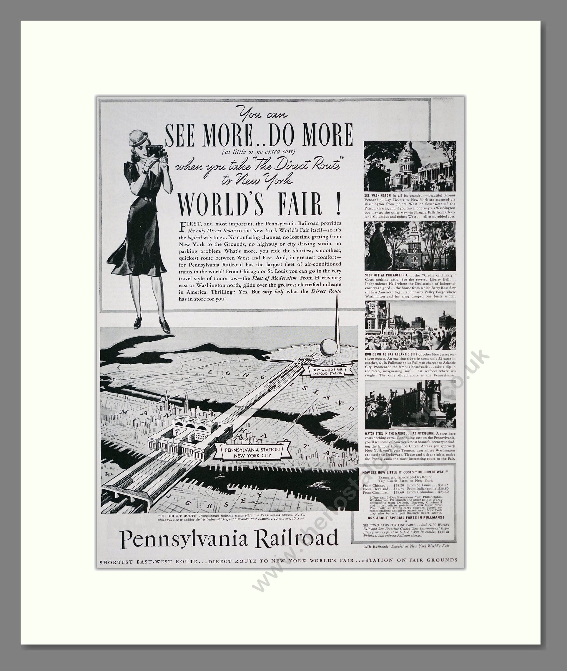 Pennsylvania Railroad - World's Fair. Vintage Advert 1939 (ref AD303364)