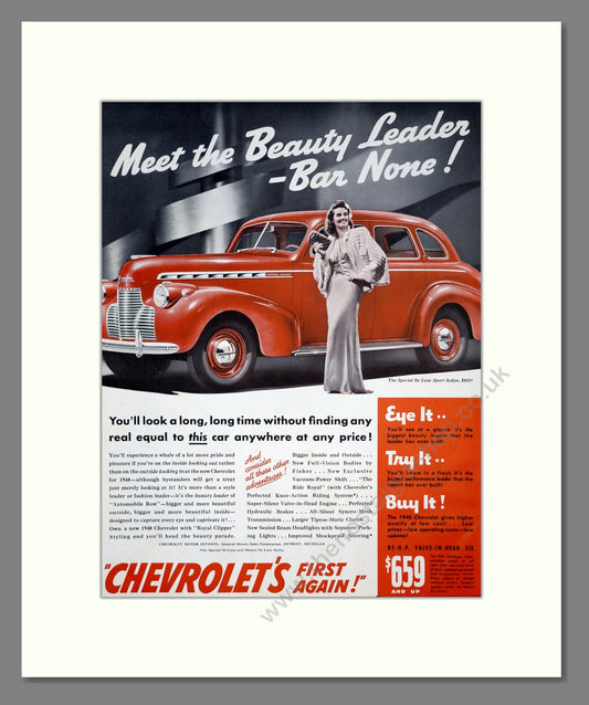 Chevrolet - Beauty Leader. Vintage Advert 1939 (ref AD303268)