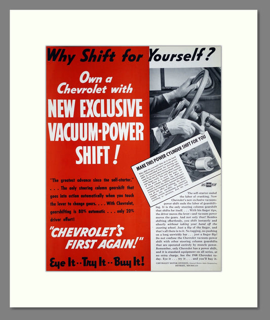 Chevrolet - Vacuum Power Shift. Vintage Advert 1939 (ref AD303269)