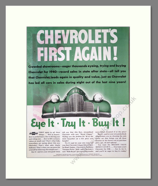 Chevrolet - First Again. Vintage Advert 1939 (ref AD303270)