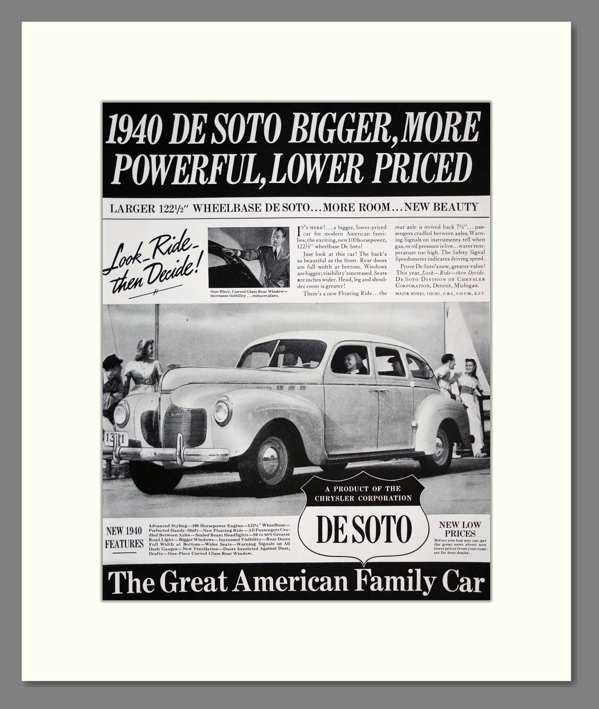 De Soto - Great American Family Car. Vintage Advert 1939 (ref AD303275)