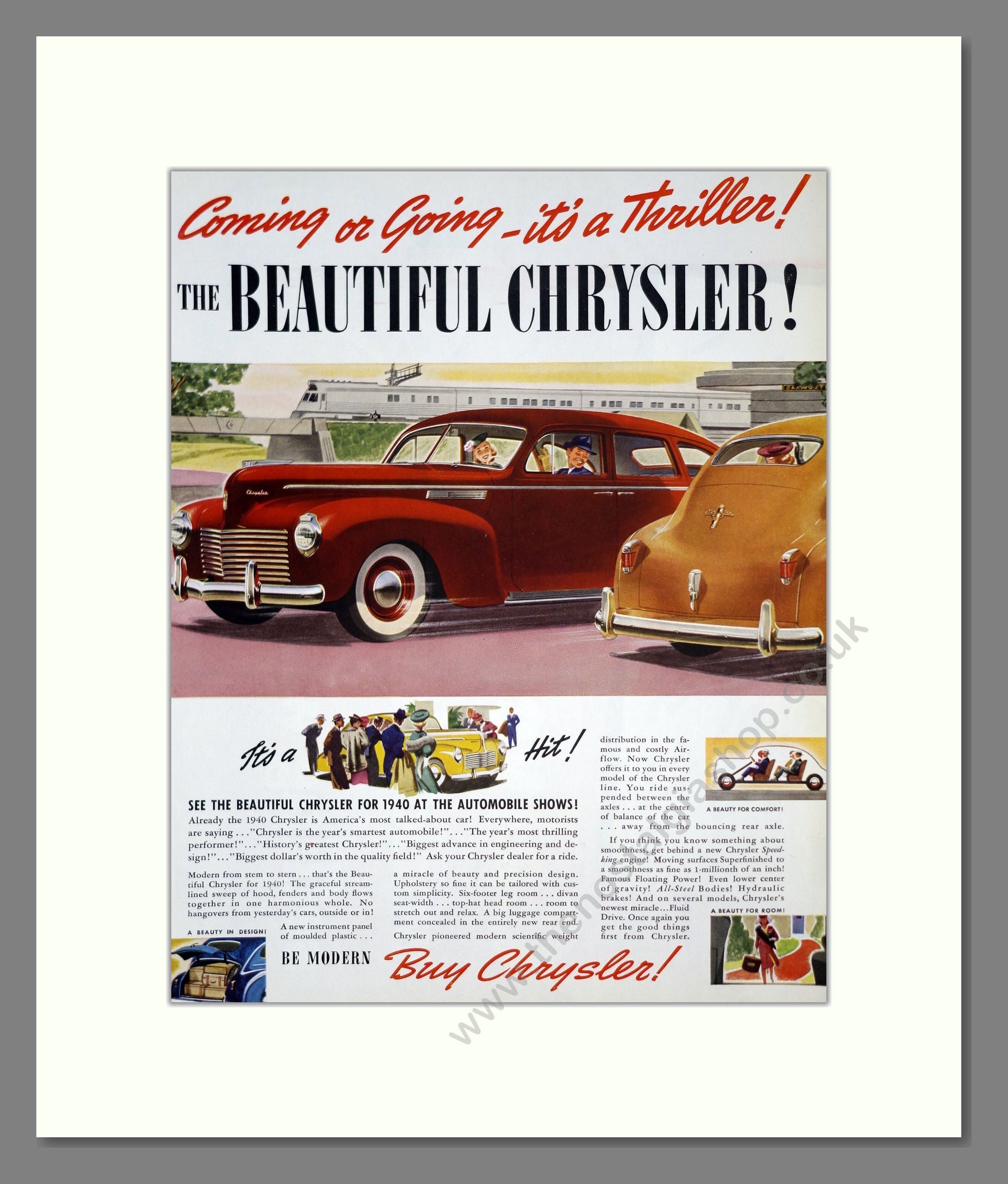 Chrysler - Coming Or Going It's A Thriller. Vintage Advert 1939 (ref AD303280)