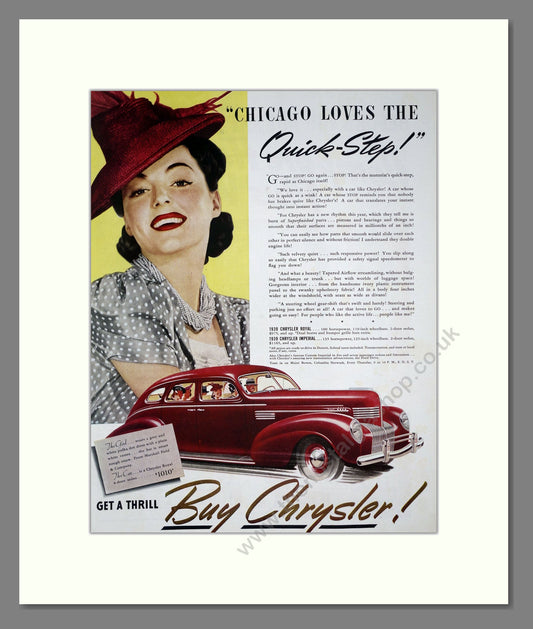 Chrysler - Chicago Loves The Quick Step. Vintage Advert 1939 (ref AD303281)