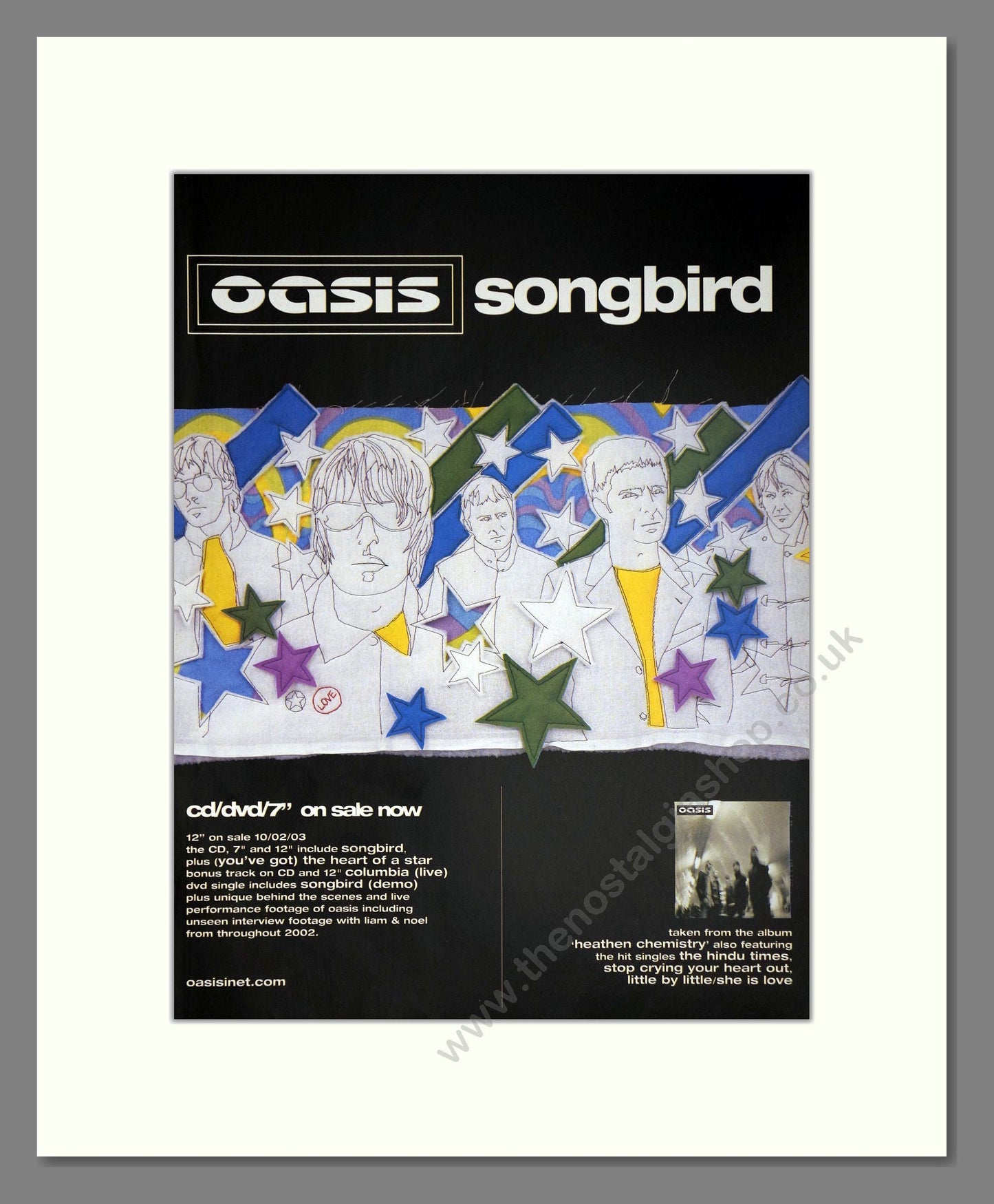 Oasis - Songbird. Vintage Advert 2003 (ref AD63364)