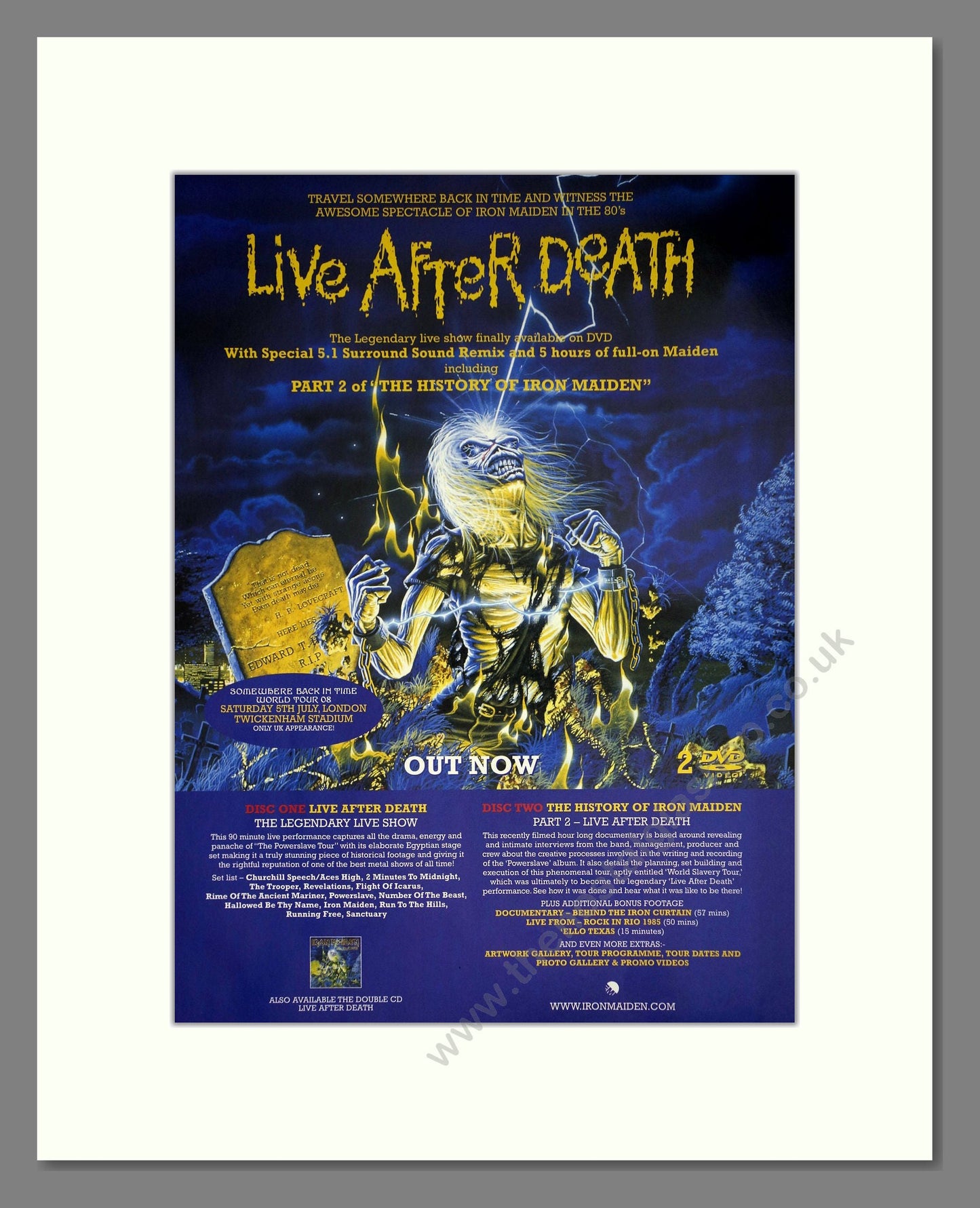 Iron Maiden - Live After Death. Vintage Advert 2008 (ref AD63370)