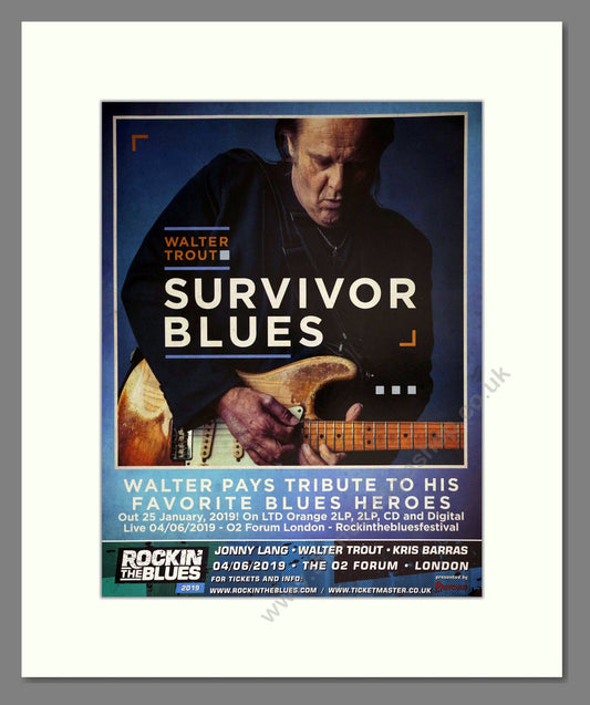 Walter Trout - Survivor Blues. Vintage Advert 2019 (ref AD63387)