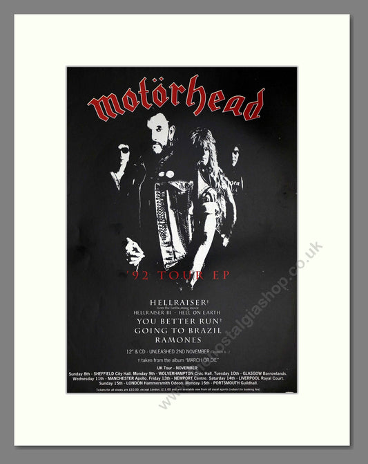 Motorhead - 92 Tour EP. Vintage Advert 1992 (ref AD63411)