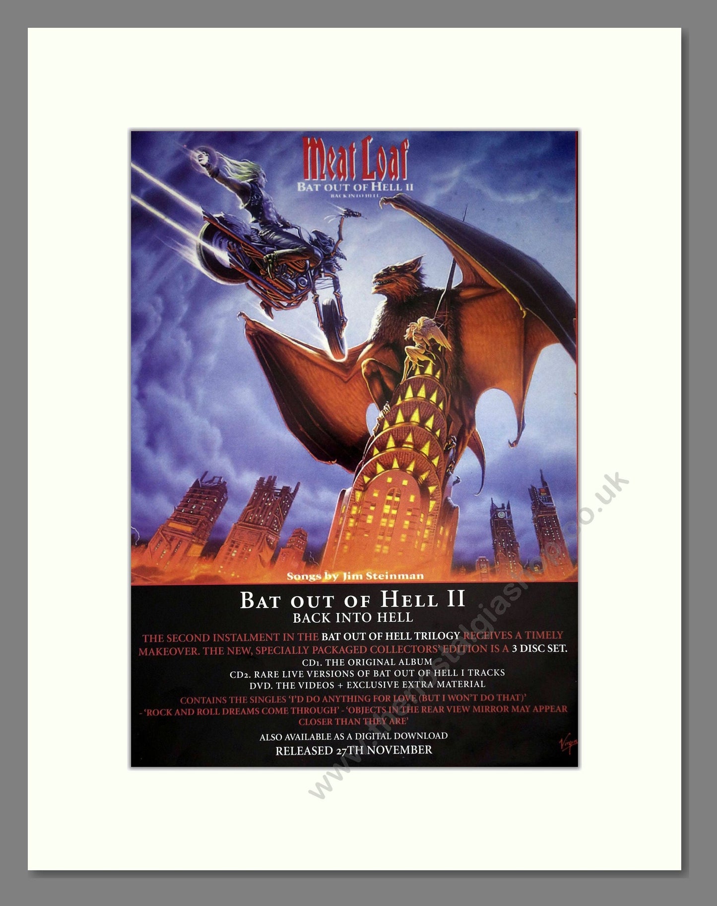 Meat Loaf - Bat Out Of Hell II. Vintage Advert 2006 (ref AD63431)