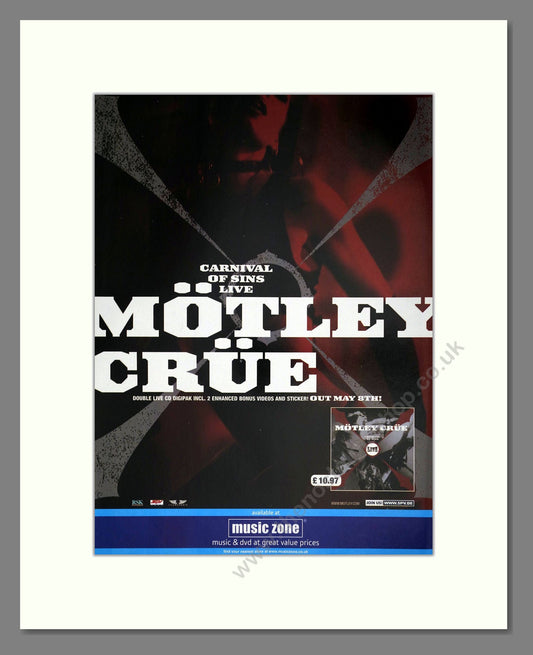 Motley Crue - Carnival Of Sins Live. Vintage Advert 2006 (ref AD63490)