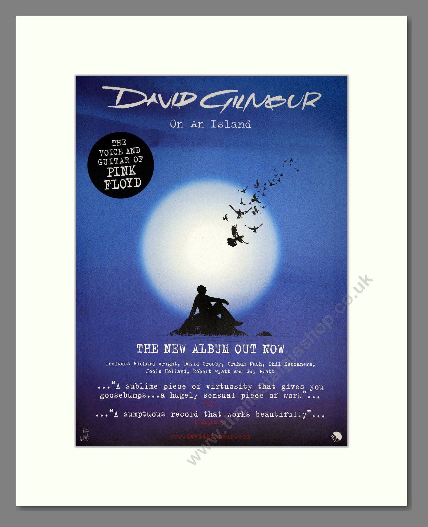 David Gilmour - On An Island. Vintage Advert 2006 (ref AD63499)