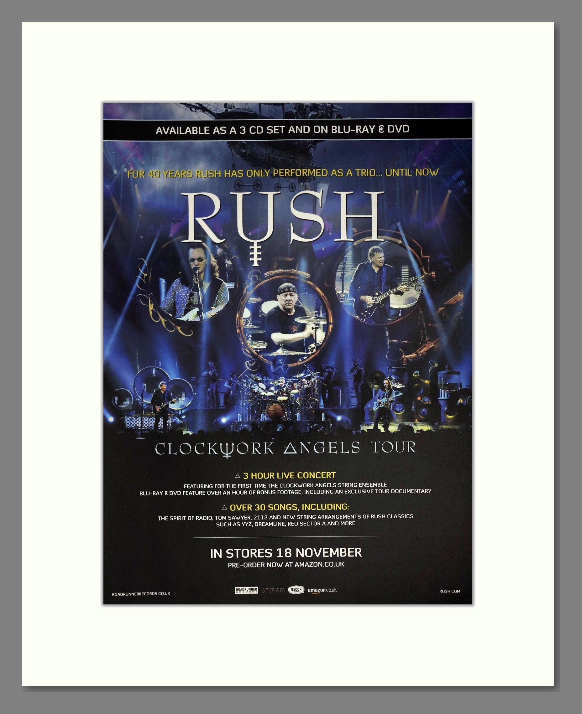 Rush - Clockwork Angels Tour. Vintage Advert 2013 (ref AD63525)