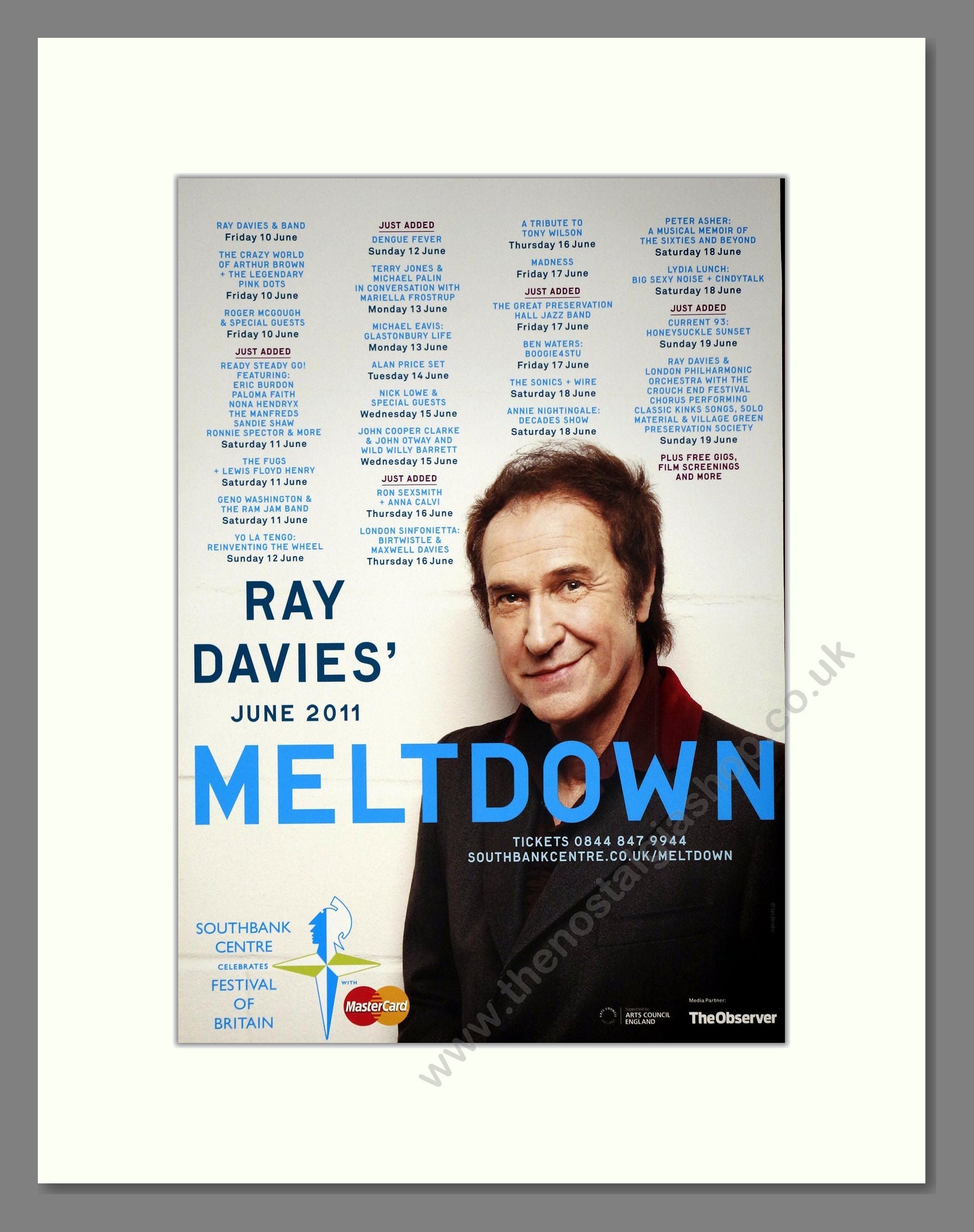 Ray Davies - Meltdown UK Tour. Vintage Advert 2011 (ref AD63535)