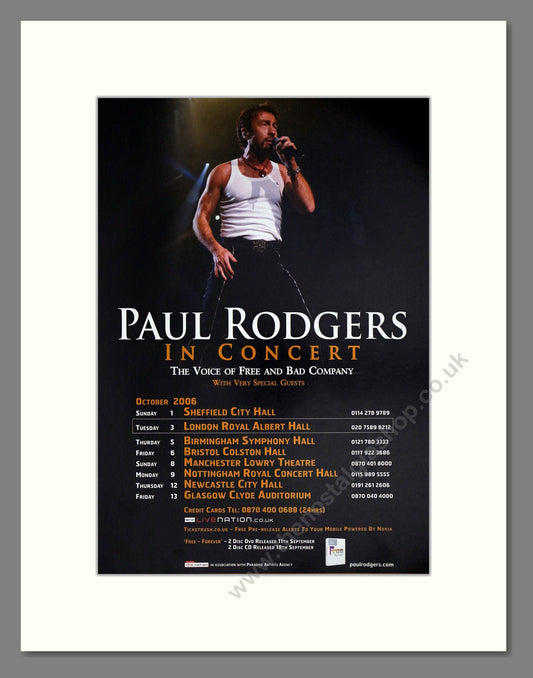 Paul Rodgers - UK Tour. Vintage Advert 2006 (ref AD63545)