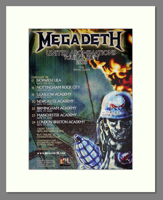 Megadeth - UK Tour. Vintage Advert 2008 (ref AD63552)