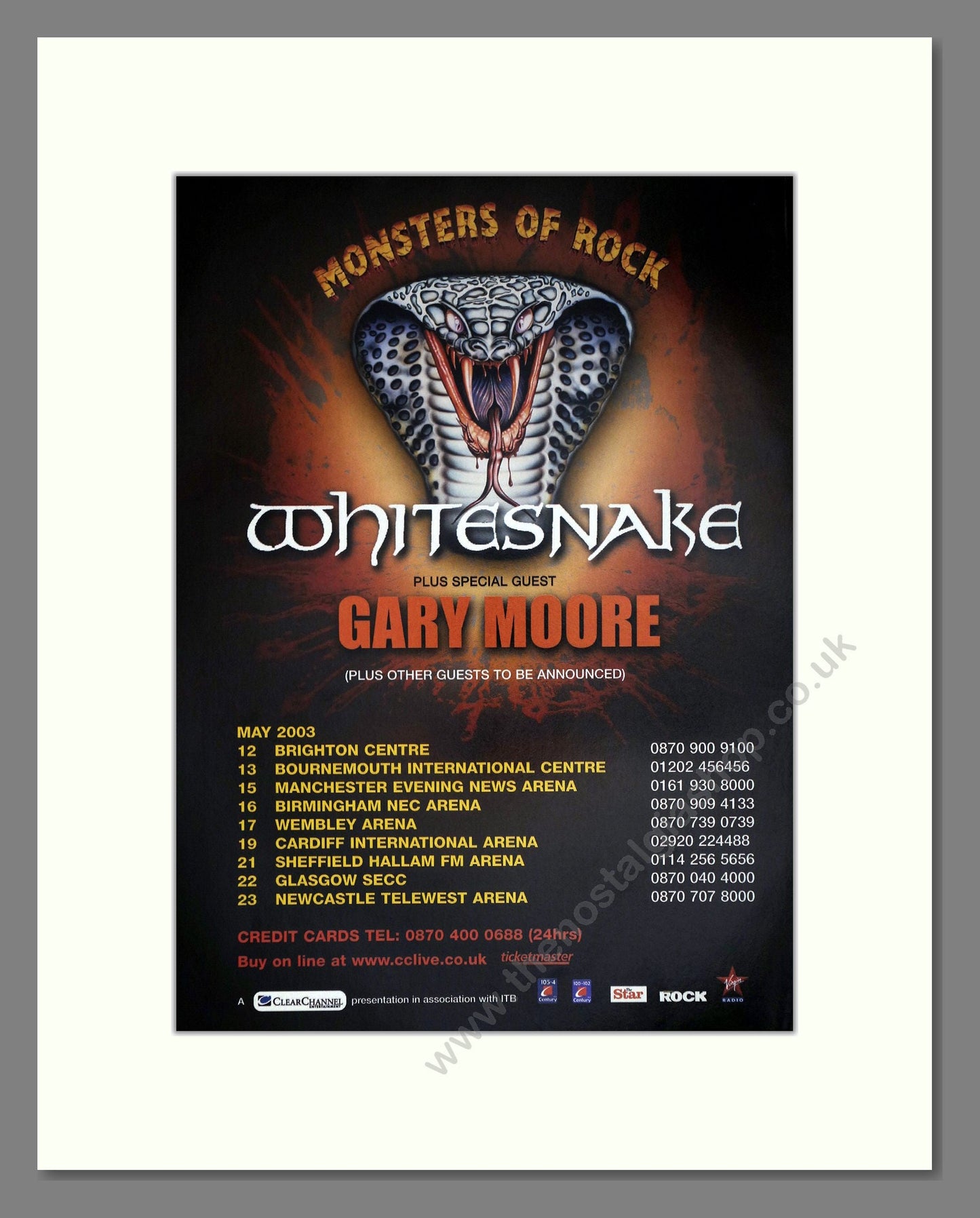 Monsters Of Rock  (Whitesnake) - UK Tour. Vintage Advert 2003 (ref AD63583)