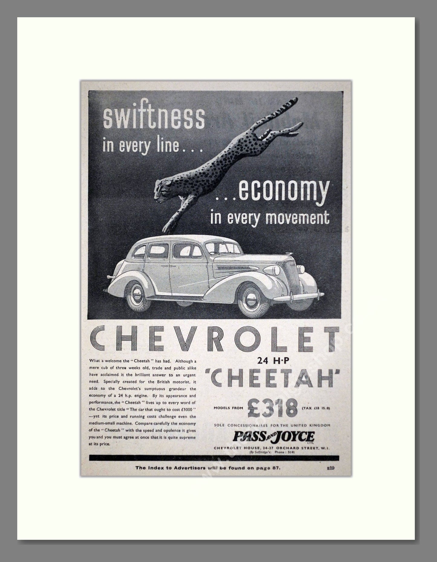 Chevrolet - Cheetah. Vintage Advert 1937 (ref AD63592)