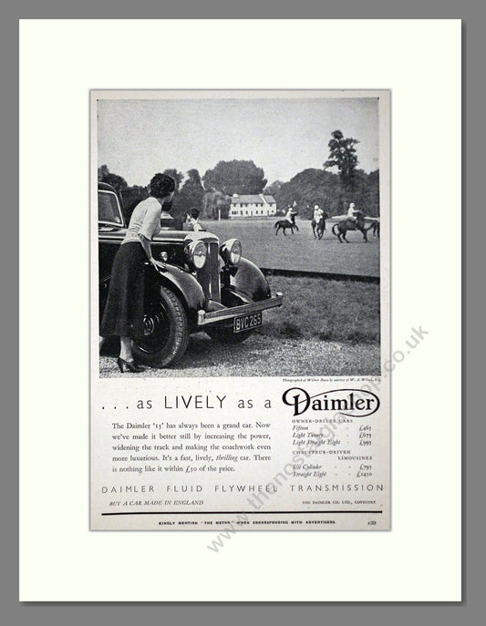 Daimler - As Lively As A Daimler. Vintage Advert 1936 (ref AD63594)